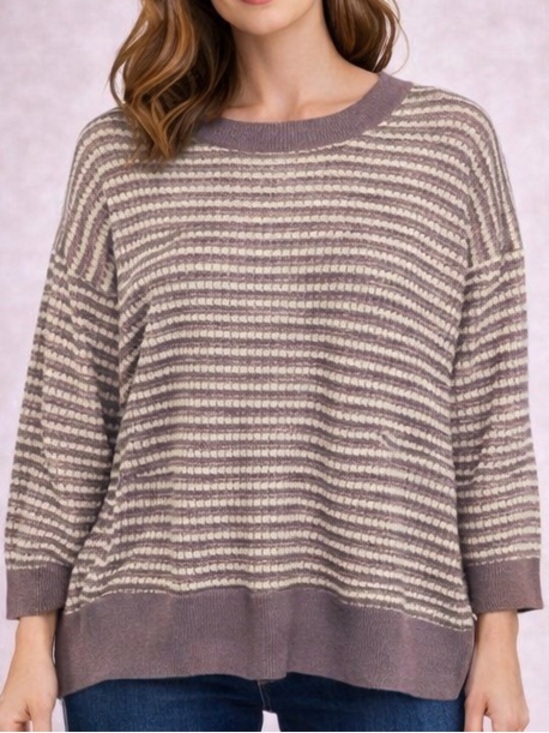 Maurices Sweaters - Maurice’s Plus Size Mauve Striped Sweater - Size XXL